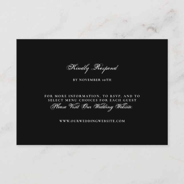 Tuxedo Black Formal Wedding Website RSVP Card (Front)