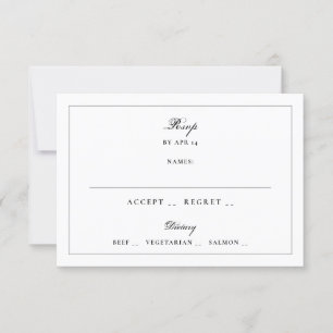 Tuxedo Black Framed Elegant Monogram Wedding RSVP Card