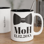 Tuxedo Bow Tie Man of Honor Wedding Favor Two-Tone Coffee Mug<br><div class="desc">Suitable for your Man of Honor or Maid of Honor,  add their initials and your wedding date to this classic black and white coffee mug</div>