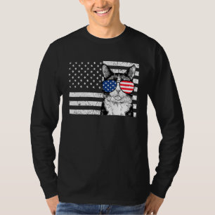 Tuxedo Cat 4th of July US American Flag Patriotic T-Shirt