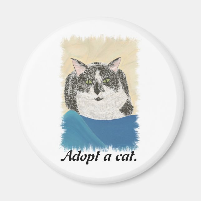 Tuxedo Cat Adopt a cat promotion magnets (Front)
