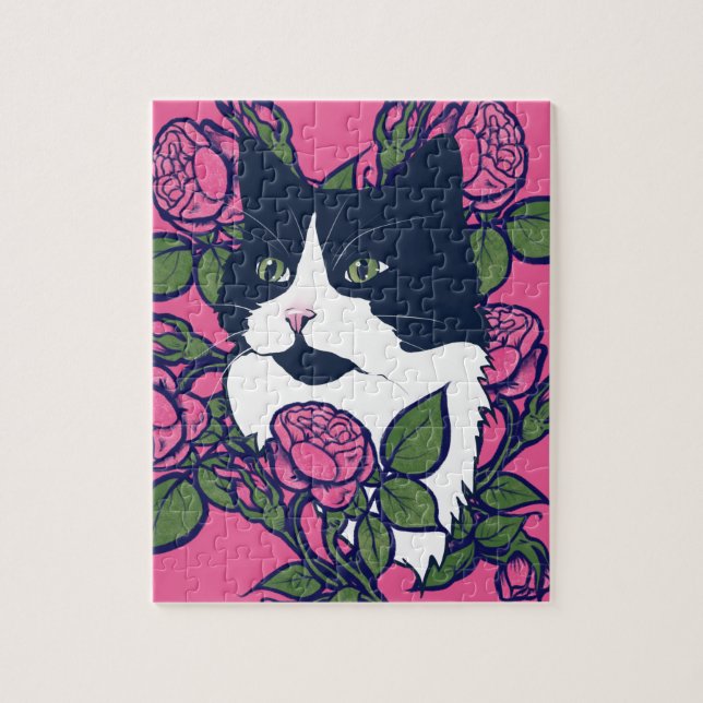 Tuxedo Cat Artwork Jigsaw Puzzle (Vertical)