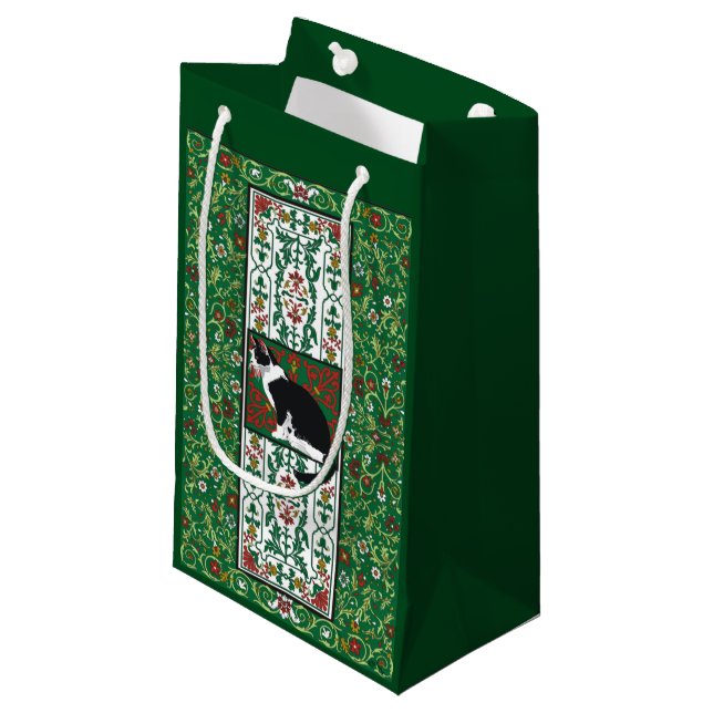 Tuxedo Cat Baroque Small Gift Bag (Front Angled)