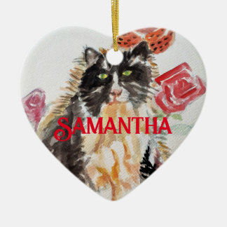 Tuxedo Cat Black and White Childs Name Decoration