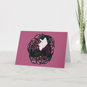 Tuxedo Cat Black and white kitty cats              Card