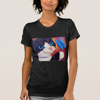 Tuxedo Cat Butterfly Painting - Multi T-Shirt