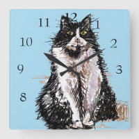 Tuxedo Cat Cats Art Animal Childs Nursery Room Squ