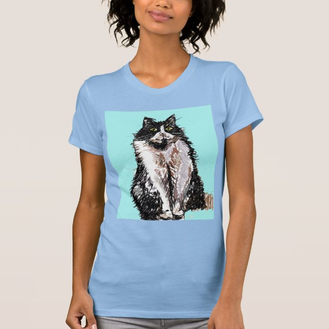 Tuxedo Cat cats cute Black and White pets T-Shirt (Front)