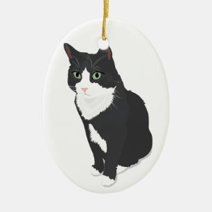 Tuxedo Cat Ceramic Tree Decoration
