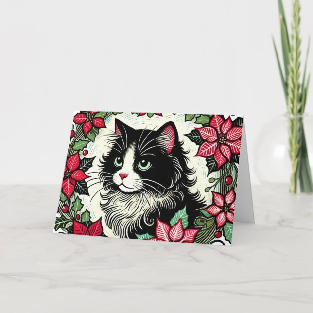 Tuxedo Cat Christmas                               Card (Front)