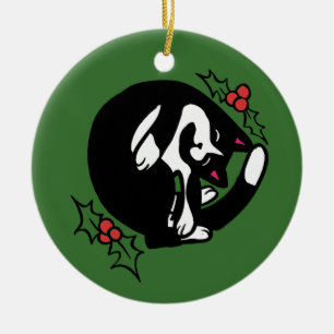 Tuxedo Cat Christmas Ceramic Tree Decoration