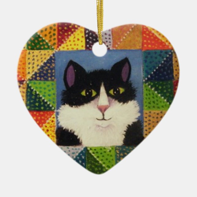 Tuxedo Cat Christmas ornament (Front)