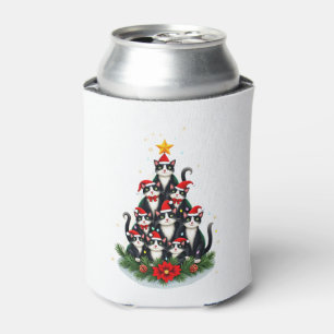 Tuxedo Cat Christmas Tree Tuxedo Cat Lights Xmas M Can Cooler