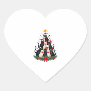 Tuxedo Cat Christmas Tree Tuxedo Cat Lights Xmas M Heart Sticker
