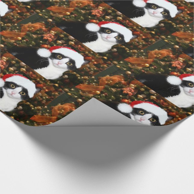 Tuxedo cat Christmas Wrapping Paper (Corner)