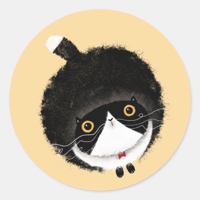 Tuxedo Cat Classic Round Sticker (Front)