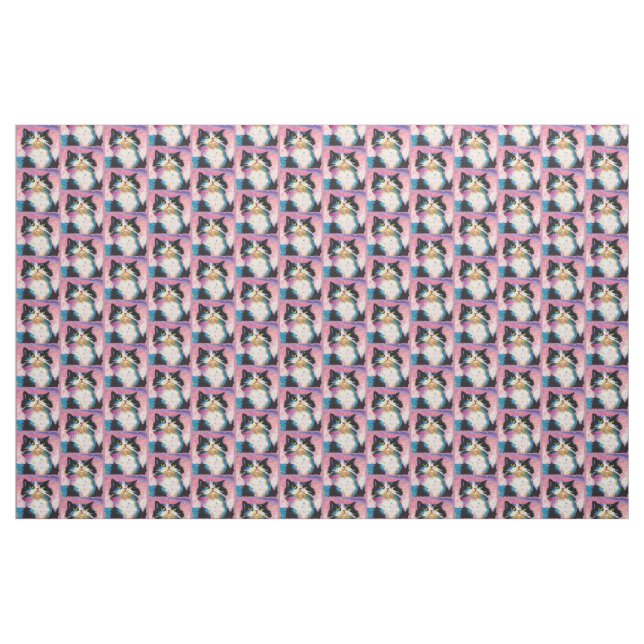 Tuxedo Cat Colourful Fabric (Yard)