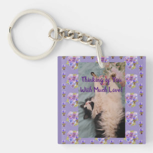 Tuxedo Cat Cute Funny Thinking of You Love Keyring