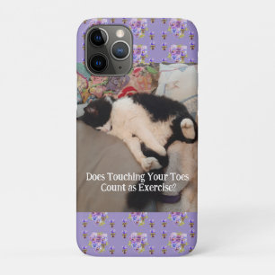 Tuxedo Cat Cute Happy Birthday Touching Toes Card Case-Mate iPhone Case
