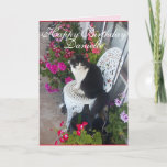 Tuxedo Cat Cute Pretty Flowers Cats Birthday Card<br><div class="desc">Tuxedo Cat Cute Pretty Flowers Cats Birthday Card,  with a fully customisable name. Designed from one of my original photos,  a must for all cat lovers!.</div>