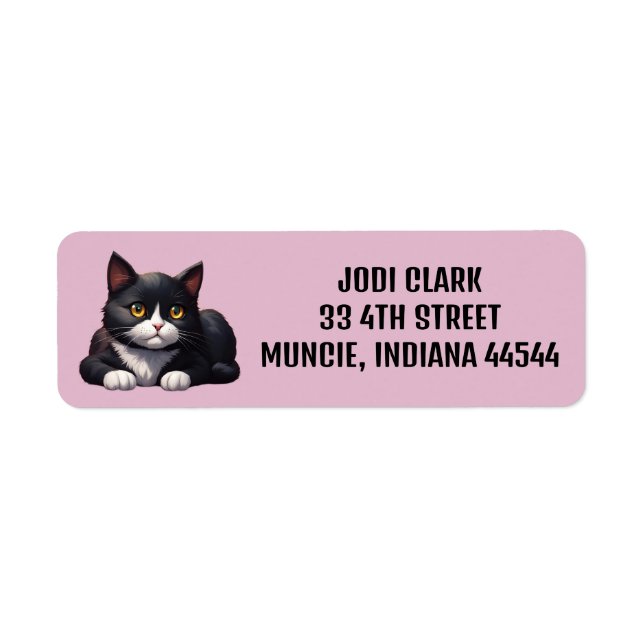 TUXEDO CAT CUTE RETURN ADDRESS LABELS (Front)