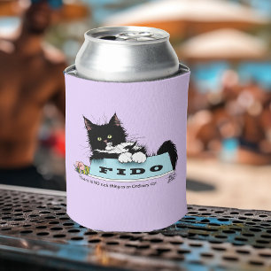 Tuxedo Cat Dog's bowl Can Cooler
