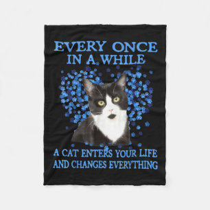Tuxedo Cat Every Once In A While A Cat Enters Your Fleece Blanket