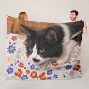 Tuxedo Cat  Fleece Blanket