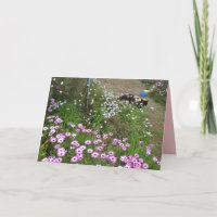Tuxedo Cat & Flower Cottage Garden Thank You Card