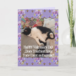 Tuxedo Cat Funny Touching Toes Valentines Day Card