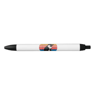 Tuxedo Cat Gift Retro Colours for Animal Lovers Black Ink Pen