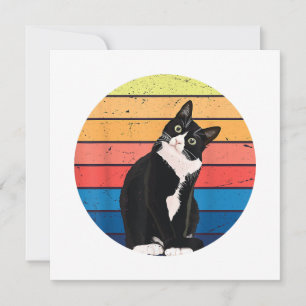 Tuxedo Cat Gift Retro Colours for Animal Lovers Invitation