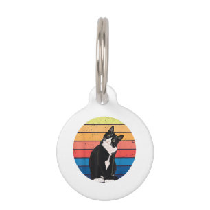 Tuxedo Cat Gift Retro Colours for Animal Lovers Pet Tag