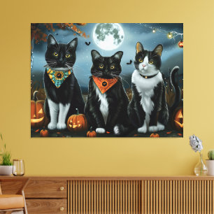 Tuxedo Cat Halloween Spooky Canvas Print