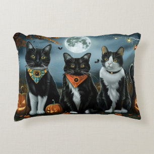 Tuxedo Cat Halloween Spooky Decorative Cushion