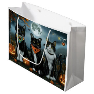 Tuxedo Cat Halloween Spooky Large Gift Bag