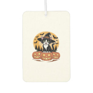 Tuxedo Cat Halloween Witch Cute Pumpkins Essential Car Air Freshener