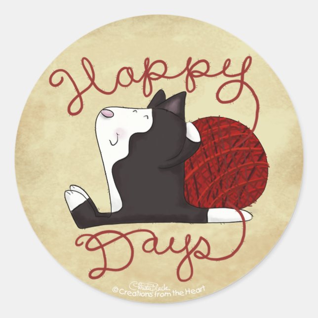 Tuxedo Cat- Happy Days Classic Round Sticker (Front)