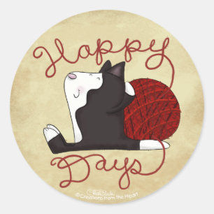Tuxedo Cat- Happy Days Classic Round Sticker
