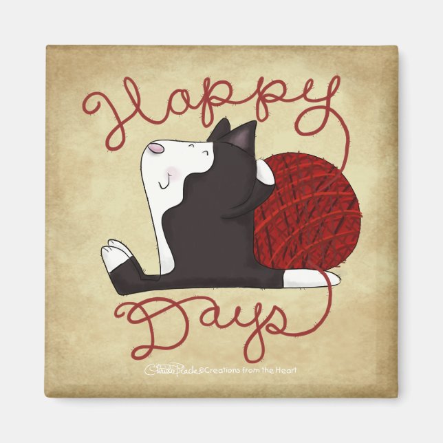 Tuxedo Cat- Happy Days Magnet (Front)