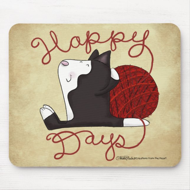Tuxedo Cat- Happy Days Mouse Pad (Front)