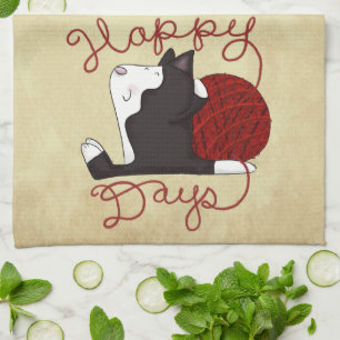 Tuxedo Cat- Happy Days Tea Towel
