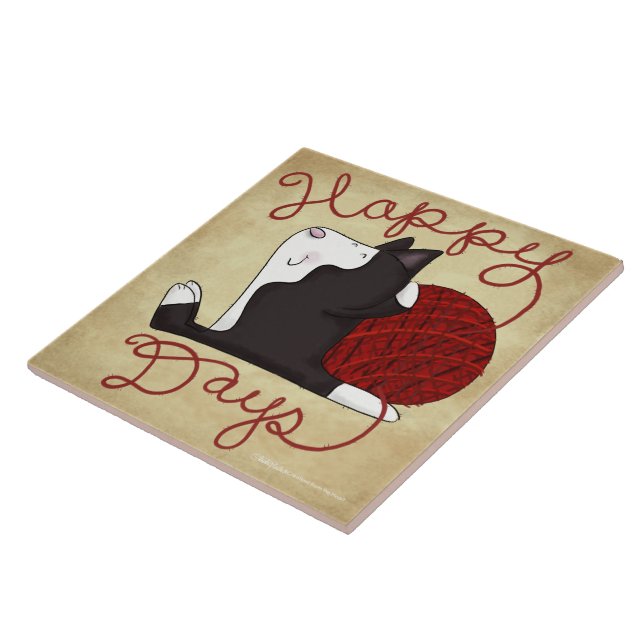 Tuxedo Cat- Happy Days Tile (Side)