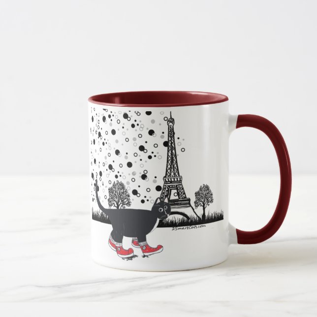 Tuxedo cat in Paris mug (Right)