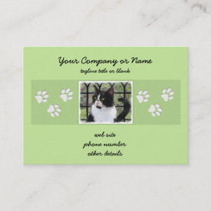 Tuxedo Cat in Window Painting Original Animal Art Business Card
