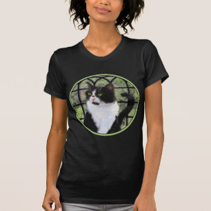 Tuxedo Cat in Window Painting Original Animal Art T-Shirt