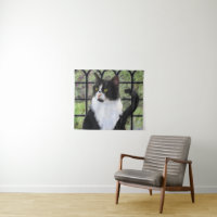 Tuxedo Cat in Window Painting Original Animal Art