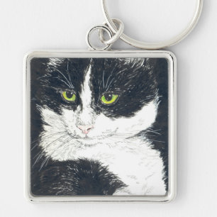 Tuxedo cat key ring