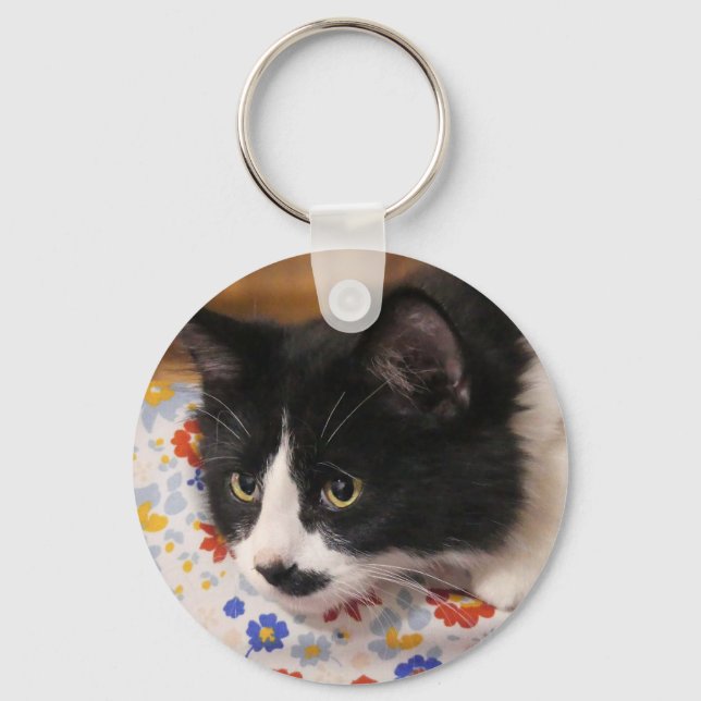 Tuxedo Cat Key Ring (Front)