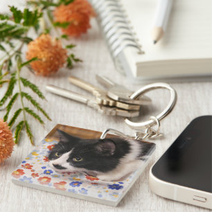 Tuxedo Cat Keychain